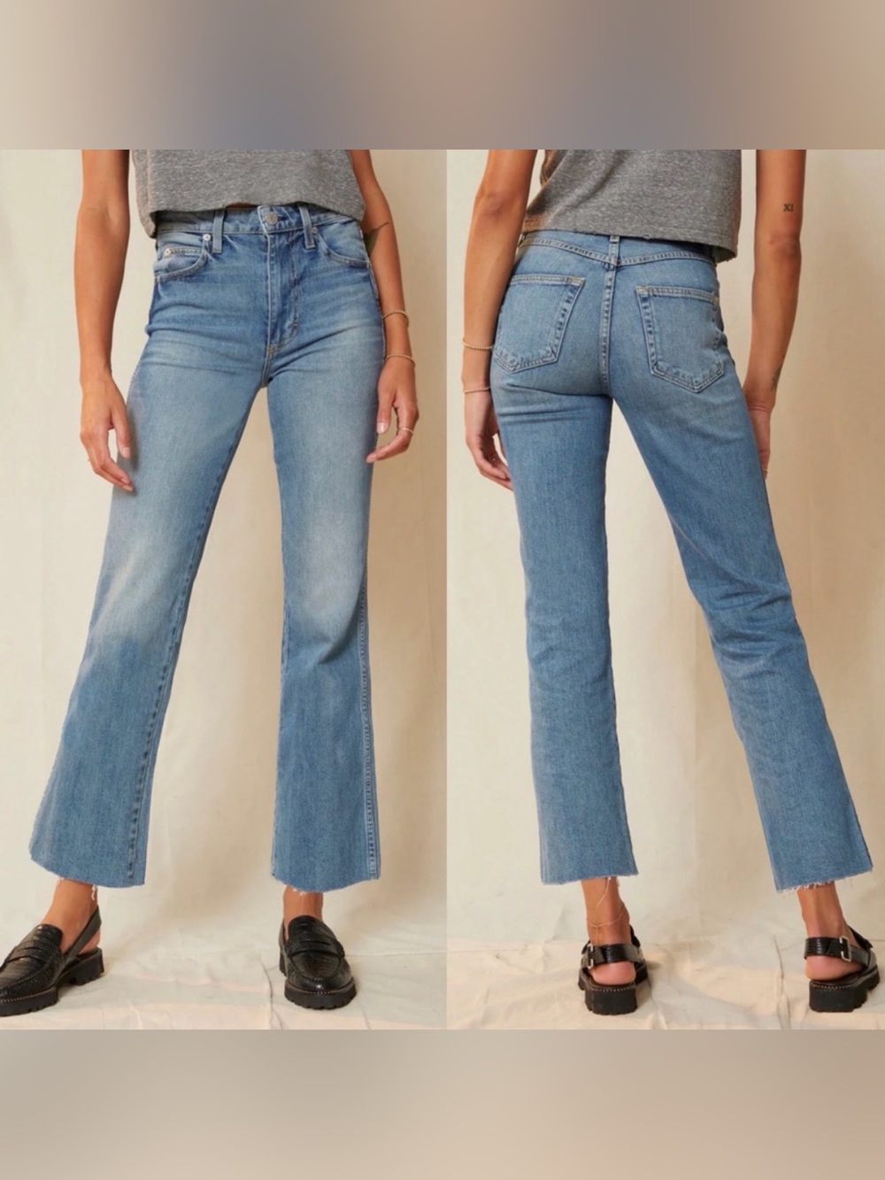 ANTHROPOLOGIE AMO Women’s High Rise Kick Crop Topanga Wash Size 26